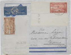 1939 - MAROC - POSTE AERIENNE COIN DATE Sur ENVELOPPE Par AVION De CASABLANCA => PARIS - Covers & Documents