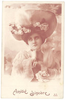 Delcampe - Cpa Fantaisie Amitié Sincère , Femme Au Grand Chapeau - Frauen