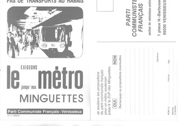 CARTE PETITION -PARTI COMMUNISTE VENISSIEUX - IMPLANTATION DU METRO JUSQU'AUX MINGUETTES - - Evènements