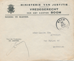 30/762 -- Enveloppe En FRANCHISE Ministerie Van Justitie - Vredegerecht Van Het Kanton BOOM 1932 - Zonder Portkosten