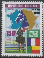 Bénin 1999 Mi. 1224 150 F Fauna Faune Horse Riding Cheval Hippisme Pferd Grand Prix De L'Amitié France Afrique - Bénin – Dahomey (1960-...)