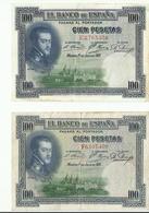 2 BILLETS 100...CIEN  PESETAS MADRID 1925 - 100 Pesetas