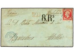 ARGENTINA. 1861. BUENOS AIRES A ALELLA (Barcelona, España). Circulada Con Sello Francés De 80 Cts. Rojo, Mat. ANCLA En A - Other & Unclassified