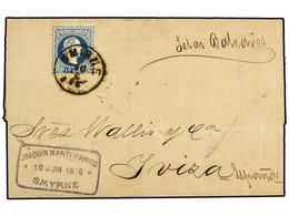 LEVANTE: CORREO AUSTRIACO. 1876 [June 10]. Entire Letter From Smyrna To IBIZA, Franked By Single 1876 10s Deep Blue Tied - Otros & Sin Clasificación