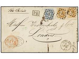 BELGICA. Of.31, 33 (2). 1872. ANVERS To LONDON. Folded Letter Franked With 20 Cts. Blue And Two 30 Cts. Ocre Stamps. Arr - Other & Unclassified