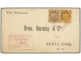 BOLIVIA. Sc.40, 43. 1895. COCHABAMBA A NEW YORK. 1 Cto. Oliva Y 10 Ctvos. Castaño, Al Dorso Llegada. - Other & Unclassified