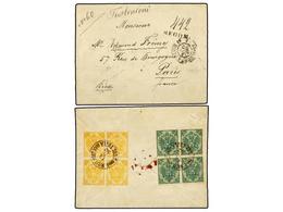 BOSNIA-HERZEGOVINA. Mi.2I, 3I. 1892 (Sept 14). Registered Cover To PARIS, Sensibly Opened For Display, Franked On Revers - Sonstige & Ohne Zuordnung