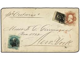 BRASIL. Sc.26, 54, 58. (1875 CA.). Sobre Dirigido A NEW YORK. 20 Reis Malva, 100 Reis Verde Y 180 Reis Negro, Manuscrito - Other & Unclassified