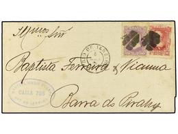 BRASIL. 1880. Envelope To Barra Do Pirany Bearing Dom Pedro 20 Reis Mauve (SG 58) And 80 Reis Rose-lake (SG 60) Tied By  - Andere & Zonder Classificatie