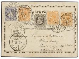 BRASIL. Sc.86 (3), 93. 1888. PERNAMBUCO A ALEMANIA. Entero Postal De 20 Reis Castaño Con Franqueo Adicional De 10 Reis N - Other & Unclassified