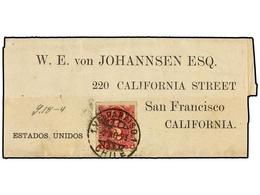CHILE. Sc.26. 1893. VALPARAÍSO A U.S.A. FAJA DE PRENSA Circulada Con Un Sello De 2 Ctvos. Carmín. - Other & Unclassified