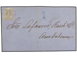 COLOMBIA. Yv.35. 1868. CARTAGENA A AMBALEMA. 10 Cts. Lila Gris, Mat. Ovalado CARTAGENA/FRANCA En Azul. - Other & Unclassified