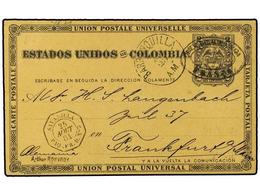 COLOMBIA. 1884. BARRANQUILLA A ALEMANIA. Entero Postal De 2 Ctvos. Negro, Fechador Octogonal Marítimo Francés SAVANILLA/ - Altri & Non Classificati