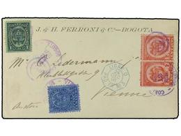 COLOMBIA. 1890 (Dec 12). Cover From Bogota To Vienna Franked By 1890-91 1c. Green, 2c. Rose Pair And A 5c. Blue All Tied - Otros & Sin Clasificación