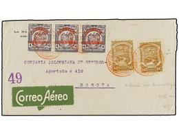 COLOMBIA. Sc.C45 (2). 1925. BARRANQUILLA A BOGOTÁ. 4 Cts. Lila (3), Sellos De SCADTA De 60 Cts. Castaño (2). - Otros & Sin Clasificación