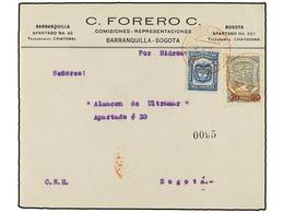COLOMBIA. Sc.C51. 1923. BARRANQUILLA A BOGOTÁ. 5 Cts. Azul Y Sello De SCADTA De 30 Cts. S. 20 Cts. Gris. Raro En Carta. - Sonstige & Ohne Zuordnung
