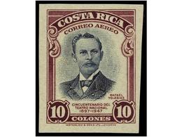 (*) COSTA RICA. 1947. 50 ANIV. TEATRO NACIONAL. ENSAYO DE COLOR. SERIE COMPLETA, 10 Valores Sin Dentar. - Other & Unclassified