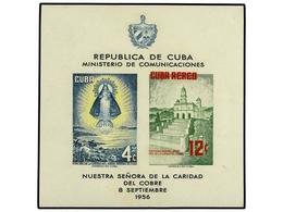 * CUBA. Ed.673. 1956. Hojita Bloque Color ROJO DESPLAZADO A LA IZQUIERDA Y ARRIBA, Adherencia En La Goma. MUY RARA Y No  - Otros & Sin Clasificación
