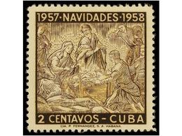 ** CUBA. Ed.733ef. 1958. 2 Ctvos. Multicolor FALTA EL COLOR ROSA Y EL AZUL. RARO Y No Reseñado. Cert. C. ECHENAGUSIA. - Altri & Non Classificati