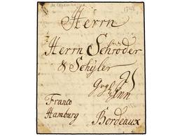 DINAMARCA. 1748. COPENHAGEN To FRANCE. Entire Letter. Manuscript 'Franco Hamburg'. Fine And Rare Early Letter. - Sonstige & Ohne Zuordnung