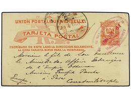 REPUBLICA DOMINICANA. 1901. SANCHEZ A CONSTANTINOPLA (Turquía). Entero Postal Doble 2 Cts. + 2 Ctvos. Rojo Circulado A L - Otros & Sin Clasificación