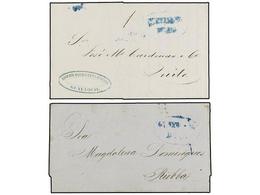 ECUADOR. 1857-58. GUAYAQUIL Dos Cartas Completas Circuladas A RIO BAMBA Y QUITO Con La Marca GUAYQUIL/DEBE En Azul. - Altri & Non Classificati