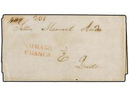 ECUADOR. 1859. AMBATO A QUITO. Carta Completa Con Texto, Marca AMBATO/FRANCA Y Tasa De 1/2 Real. Raras Las Cartas Comerc - Altri & Non Classificati