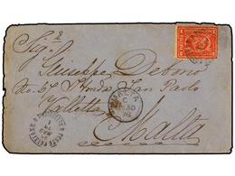 EGIPTO. 1878. ALEXANDRIA To MALTA. 1 Piastre Red, Arrival Cds On Front. Scarce Destination. - Other & Unclassified