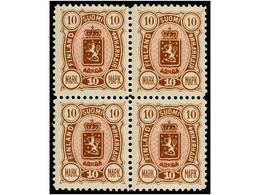 **/* FINLANDIA. Mi.33A/34A (4). 1889. 5 Mk. And 10 Mk. Block Of Four. Two Never Hinged. Michel.400€. - Andere & Zonder Classificatie