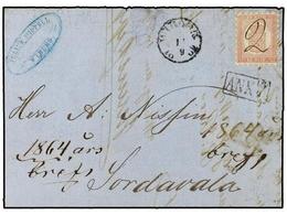 FINLANDIA. 1862 (Sept 13). Entire Letter To Sordavala From Wiborg Franked By 1860 10 Kop. Rose On Pale Rose Cancelled By - Otros & Sin Clasificación