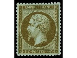 * FRANCIA. Yv.19e. 1865. 1 Cto. 'mordore'. Excelente Centraje. LUJO. F.A BRUN. Yvert.425€. - Otros & Sin Clasificación