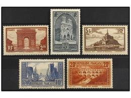 ** FRANCIA. Yv.258/62. 1929-31. SERIE COMPLETA. LUJO. Yvert.995€. - Otros & Sin Clasificación