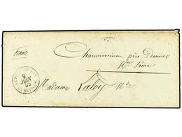 FRANCIA. 1855 (June 9). CRIMEAN WAR. Ladies's Embossed Envelope With Complete Original Contents Sent Stampless To France - Other & Unclassified