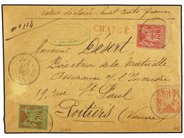 FRANCIA. Yv.94, 96, 99. 1890. MONTLIEV A POITIERS. Valor Declarado De 800 Fr. Franqueado Con Sellos De 20 Cts. Castaño S - Sonstige & Ohne Zuordnung