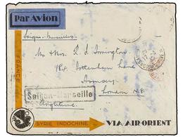 INDOCHINA. 1932. SAIGON To LONDON. CRASH MAIL. Envelope Crashed In Cotrone (Italy) And Stranded On The Beach. Cachet COU - Other & Unclassified