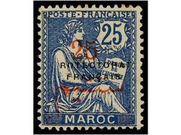 (*) MARRUECOS FRANCES. Yv.44a. 1914-21. 25 Cts. Azul SIN LA 'P' De PROTECTORADO. Cat. 125. - Sonstige & Ohne Zuordnung