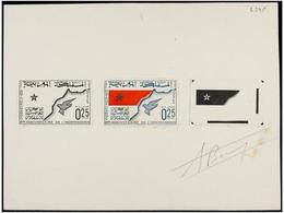 MARRUECOS FRANCES. Yv.498. 1966. 10º ANIVERSARIO DE LA INDEPENDENCIA. Pruebas En Tres Diferentes Estados Sobre Cartulina - Andere & Zonder Classificatie