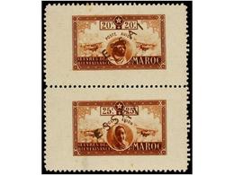 MARRUECOS FRANCES. 1935. CORREO AÉREO. Cuantro Ensayos No Aprobados 5 F+5 F, 10 F+10 F, 20 F+20 F Y 25 F+ 25 F En Color  - Altri & Non Classificati