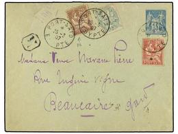 PORT-SAID. 1907 (March 25). France 15c. Blue On Green Postal Stationery Envelope, Sent Registered To Beaucaire And Up-ra - Andere & Zonder Classificatie