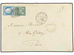 REUNION. 1878 (Aug 16). Cover To PARIS Franked By General Issues 1872-77 Ceres 25c. Blue And Type Sage 10c. Green Tied B - Otros & Sin Clasificación