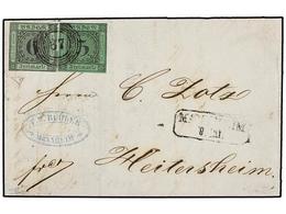 ALEMANIA ANTIGUOS ESTADOS: BADEN. 1855. MANNHEIM To HEITERSHEIM. 3 Kr. Black On Green And 6 Kr. Black On Green (Mi. 3b,  - Other & Unclassified