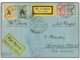 ALEMANIA. 1926. GORLITZ To CARTAGENA (Colombia). 5 Pf. Green, 10 Pf. Red And SCADTA Special Stamps Of 5 Cts. Yellow And  - Andere & Zonder Classificatie