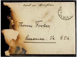 ALEMANIA. 1934. KONISBENG To USA. CRASH MAIL. Envelope Crashed Near Grossrakitt In The Berlin Route And Damaged By Fire. - Sonstige & Ohne Zuordnung