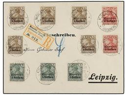 MARRUECOS ALEMAN. Mi.7 (5), 8 (3), 9 (2). 1902. MOGADOR A ALEMANIA. Precioso Franqueo, Al Dorso Llegada. - Otros & Sin Clasificación