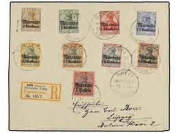 MARRUECOS ALEMAN. Mi.21/29. 1906. SAFFI A ALEMANIA. Carta Certificada, Precioso Franqueo, Al Dorso Llegada. - Andere & Zonder Classificatie