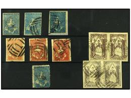 ° VICTORIA. 1850-57. Lot Of 7 Stamps And Two Pairs, Diverse Printings. All Fine To Very Fine With Complete To Large Marg - Sonstige & Ohne Zuordnung