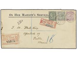 BERMUDAS. 1898 (1 June). OHMS Envelope (a Little Trauncated At Left) Registered To MEXICO, Bearing 1/2 D. Dull Green And - Otros & Sin Clasificación