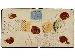 BIRMANIA. 1877. PROME To CALCUTA. Registered Envelope With India 1/2 A. And 2 A. Stamps Tied By DIAMOND OF BARS. Cover U - Altri & Non Classificati