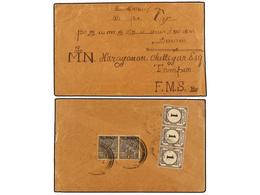 BIRMANIA. 1939. BURMA To TAMPIN (Negri Sembilan, Malaya). Envelope Franked With Two 1 Anna Brown Stamps, Taxed On Arriva - Altri & Non Classificati