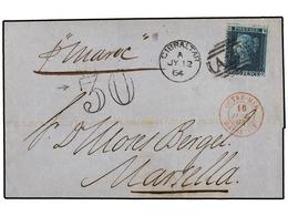 GIBRALTAR. 1864. GIBRALTAR To MARSELLA. Folded Letter Franked With GB 2 D. Blue Stamp, Tied By Duplex GIBRALTAR/A 26, Ta - Otros & Sin Clasificación